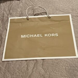 Michael Kors Tan and White Branded Paper Shopping Bag